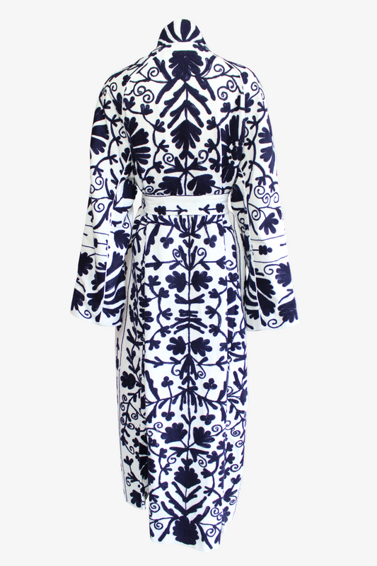 DAWID TOMASZEWSKI Bestickter Mantel Tana Suzani Blue Back