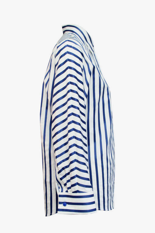 DAWID TOMASZEWSKI Bluse Lea - Bold Blue Stripes - Side