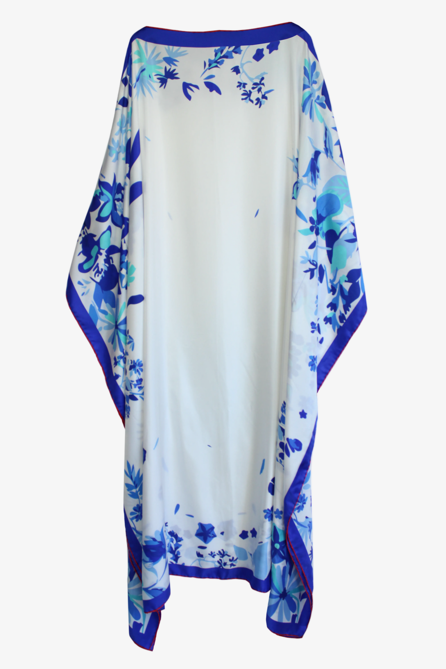 DAWID TOMASZEWSKI DAWID TOMASZEWSKI Kaftan Sardegna - Flower Graden Blue - silbergraue Seide - Back