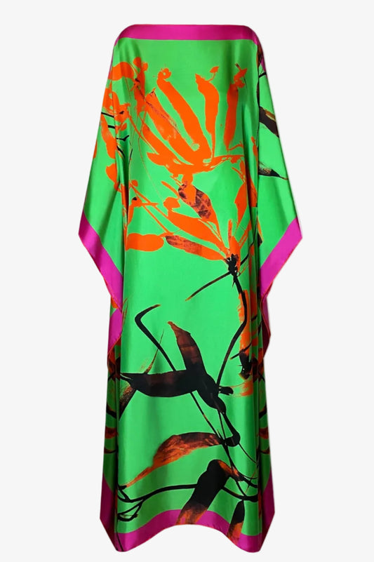 DAWID TOMASZEWSKI Kaftan Sardegna - Granada Flowers Green - Front