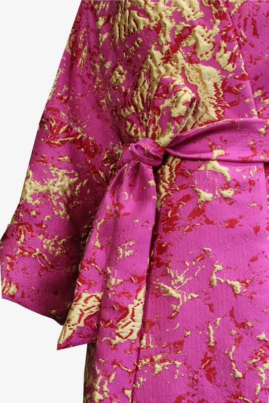 DAWID TOMASZEWSKI Wickelmantel Alexa aus Jacquard - Pink Jacquard - Front Detail