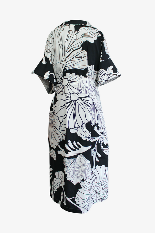 DAWID TOMASZEWSKI Kleid Tunikakleid Ronna Bloom Black & White Back