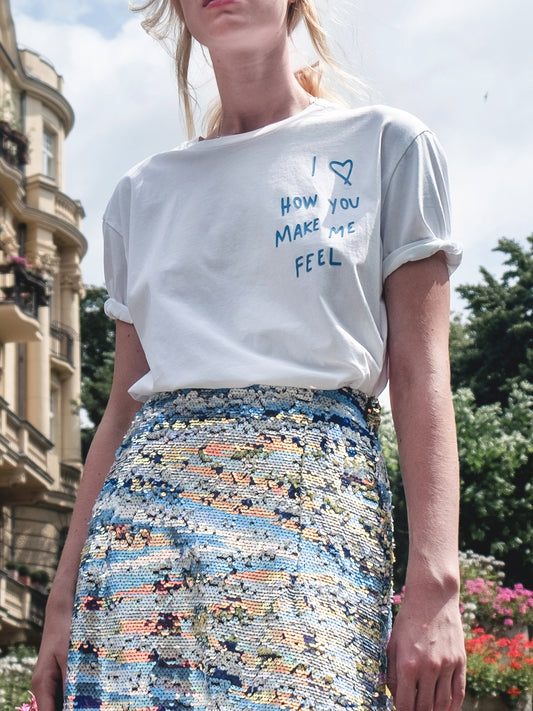 T-Shirt "I love how you make me feel" blue