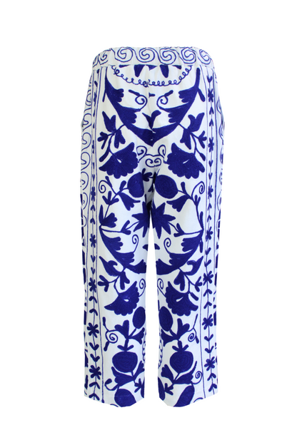DAWID TOMASZEWSKI Bestickte Hose Flora Suzani Electric Blue Back