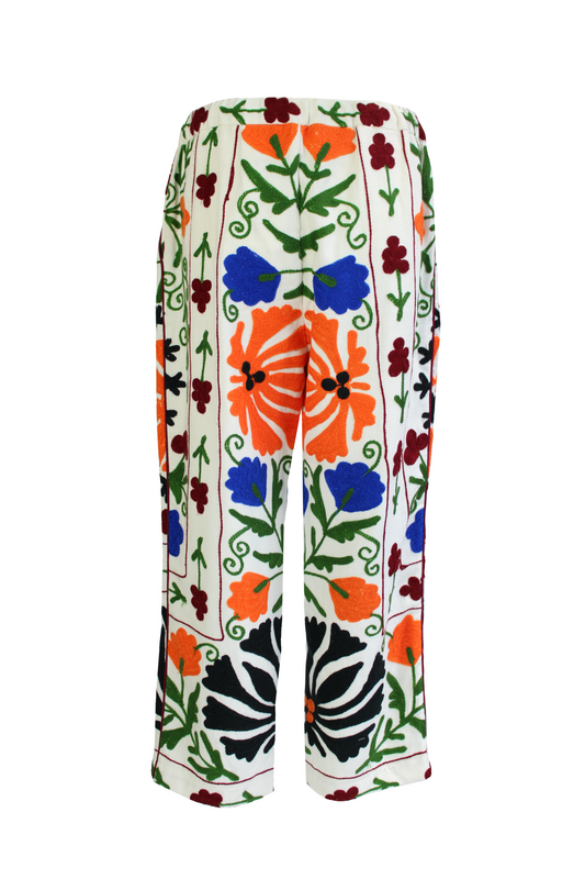 DAWID TOMASZEWSKI Bestickte Hose Flora Suzani Flower Garden Back