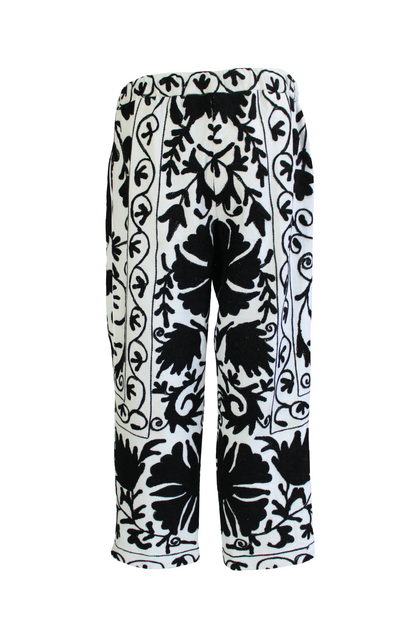 DAWID TOMASZEWSKI Bestickte Hose Flora Suzani Black & White Back