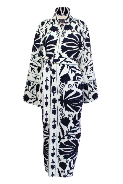 DAWID TOMASZEWSKI Bestickter Mantel Tana Suzani Blue Front