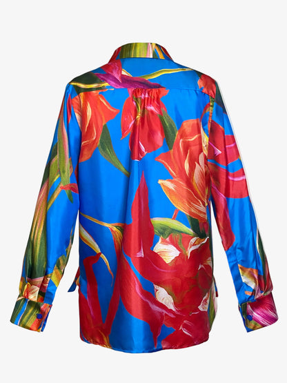 DAWID TOMASZEWSKI Bluse Cleo Blue Tulips Back