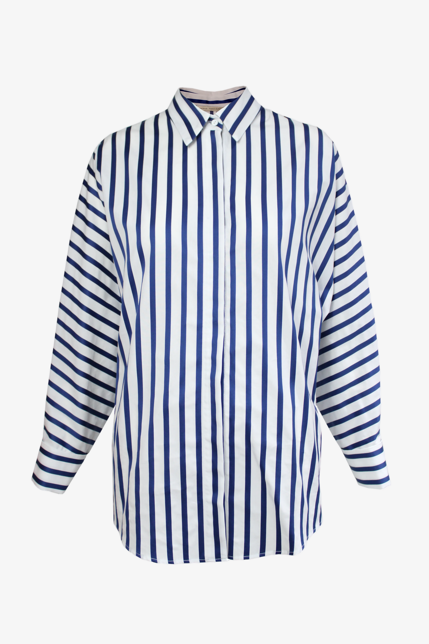 DAWID TOMASZEWSKI Bluse Lea - Bold Blue Stripes- Front