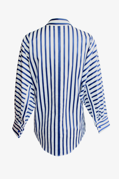 DAWID TOMASZEWSKI Bluse Lea - Bold Blue Stripes - Back
