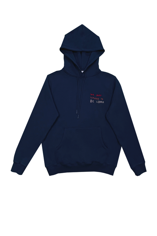 DAWID TOMASZEWSKI Hoodie "We just wanted to be loved" - Blue - Front