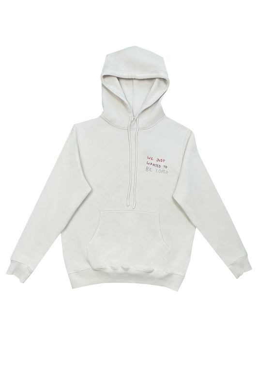 DAWID TOMASZEWSKI Hoodie "We just wanted to be loved" - Eggshell - Front