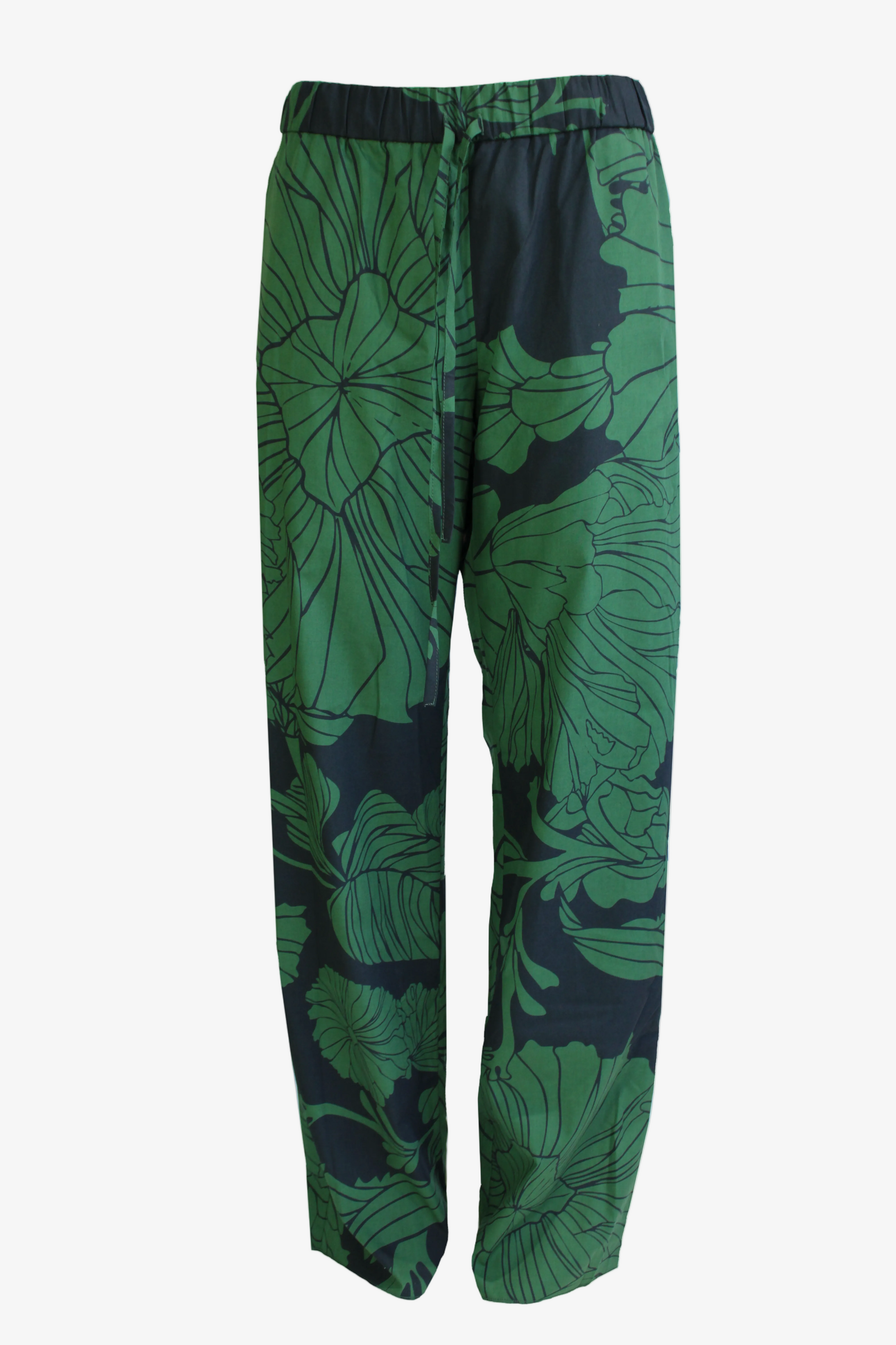 DAWID TOMASZEWSKI Hose Parallel Lines Cotton Black & Green Front