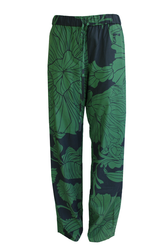 DAWID TOMASZEWSKI Hose Parallel Lines Cotton Black & Green Front