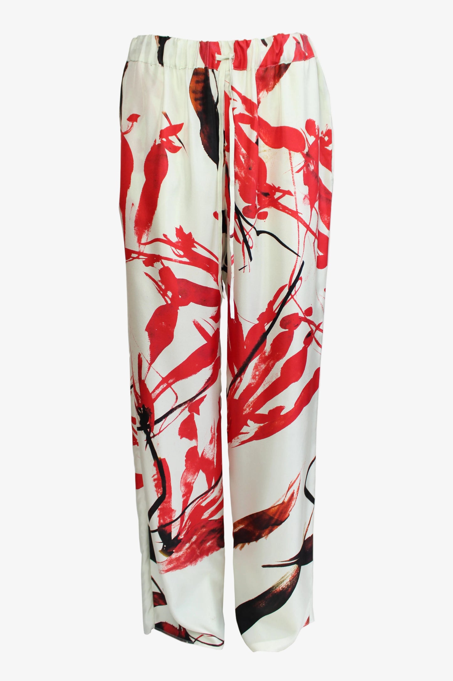 DAWID TOMASZEWSKI Hose Parallel Lines Silkline Granada Flowers White Front