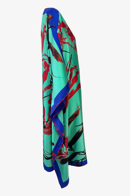 DAWID TOMASZEWSKI Kaftan Sardegna - Granada Flowers Turquise - Side