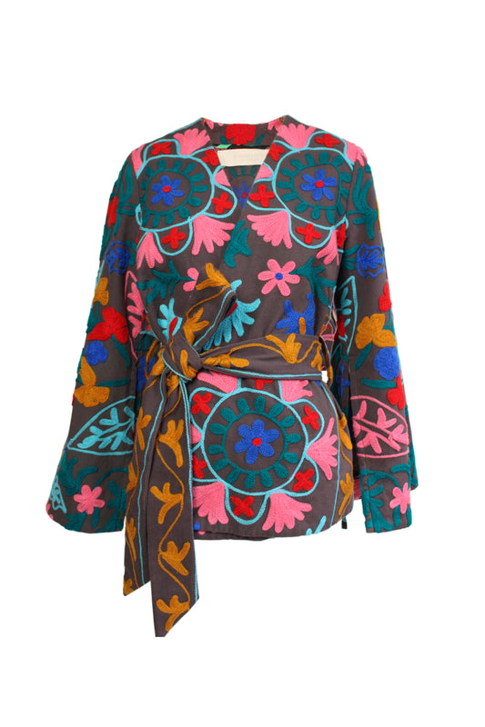 DAWID TOMASZEWSKI Kimono-Jacke Suzani Rustic Burgundy Front