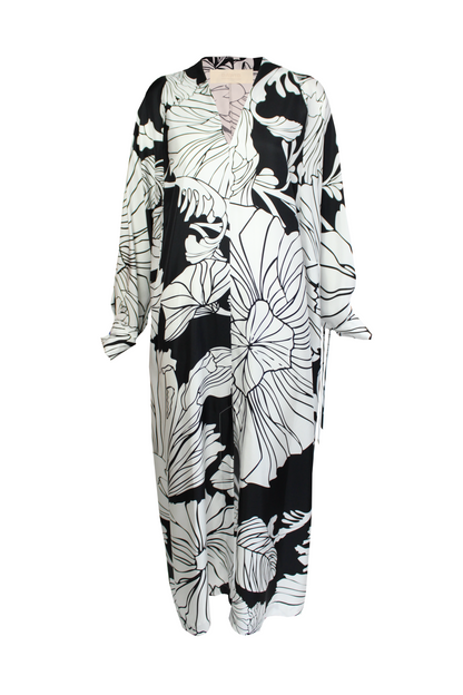 DAWID TOMASZEWSKI Seidenkleid Ria Kadira Black & White Without Belt