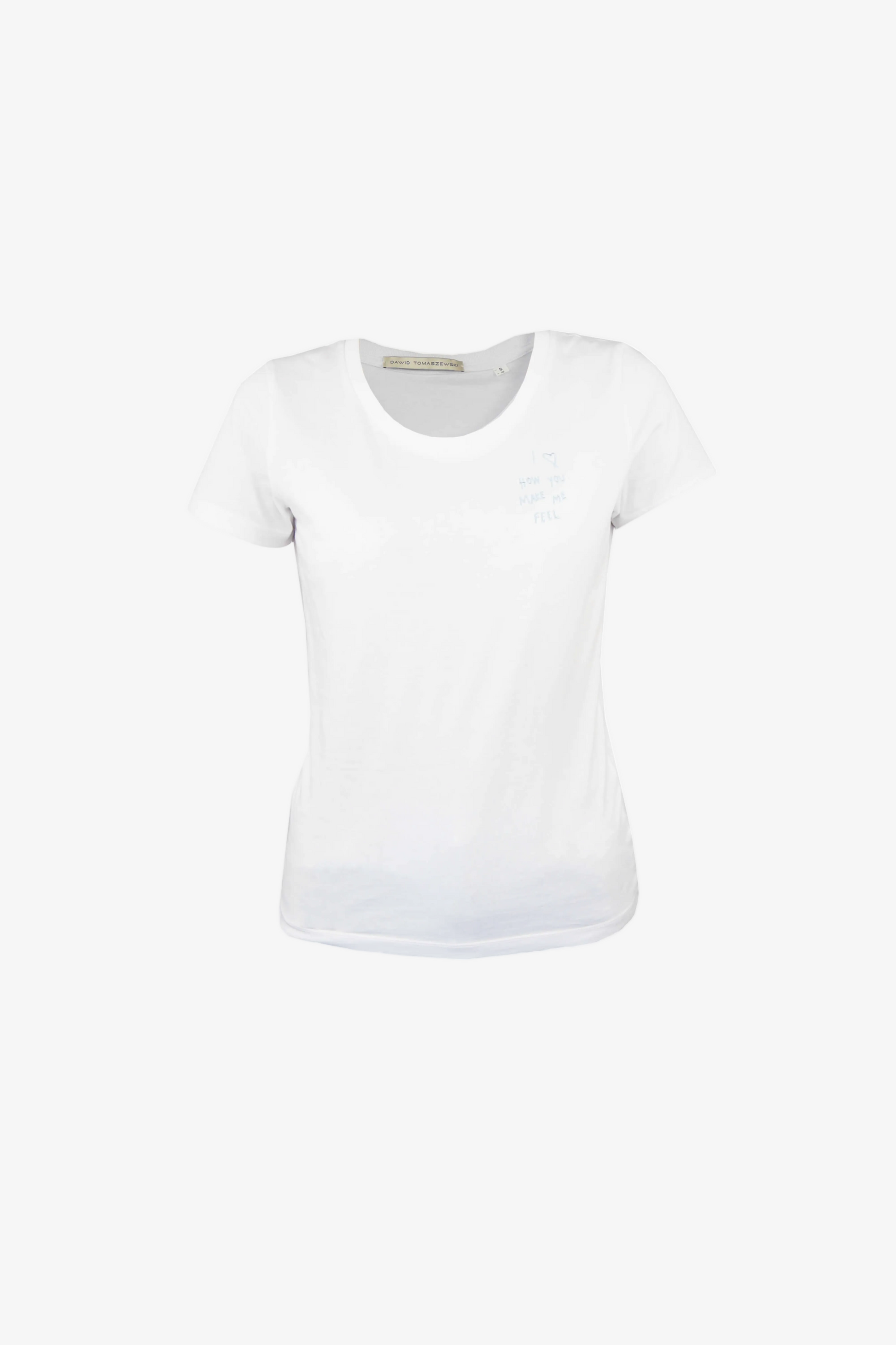 DAWID TOMASZEWSKI T-Shirt "I love how you make me feel" - Blue Stickerei -Front