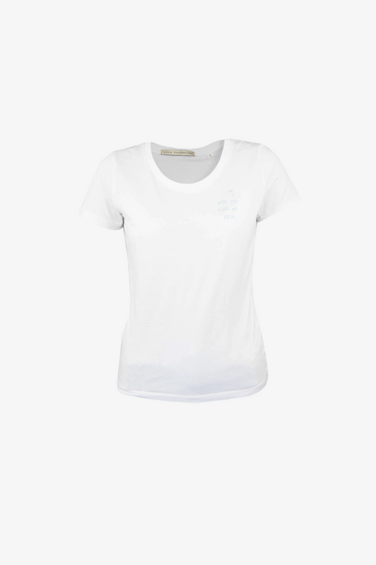 DAWID TOMASZEWSKI T-Shirt "I love how you make me feel" - Blue Stickerei -Front