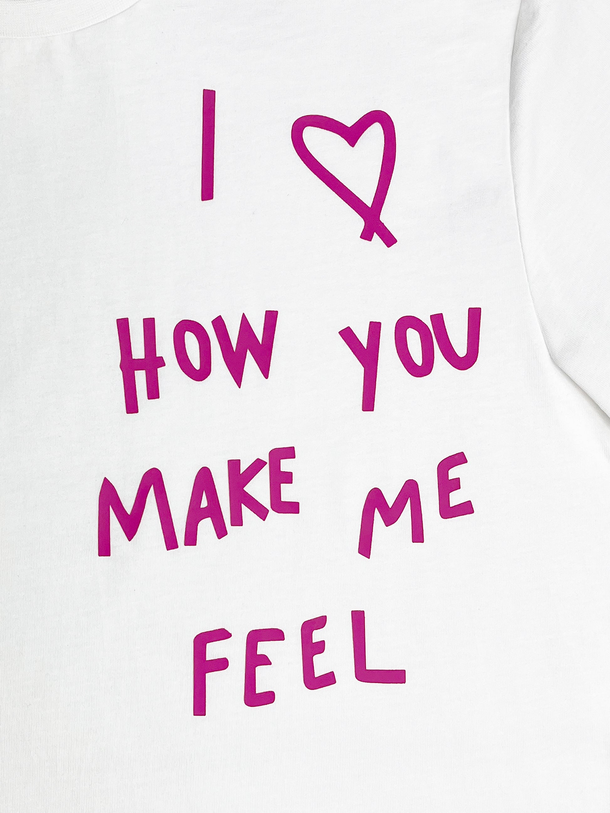 DAWID TOMASZEWSKI T-Shirt "I love how you make me feel" - Pink Print - Print Detail