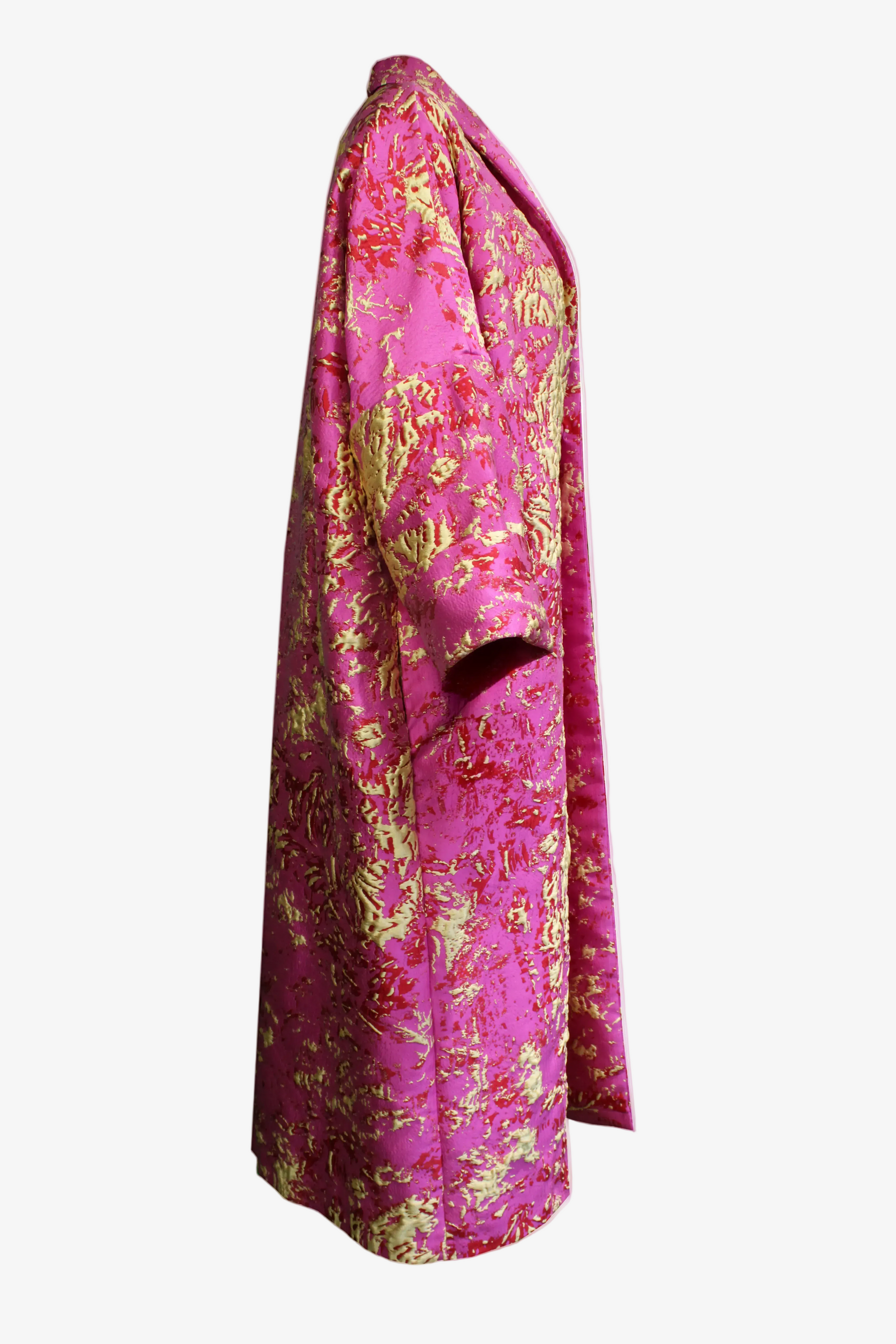 DAWID TOMASZEWSKI Wickelmantel Alexa aus Jacquard - Pink Jacquard -  Side Without Belt