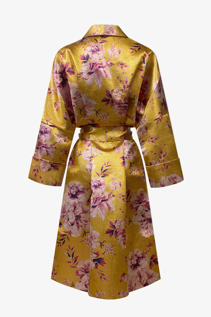 DAWID TOMASZEWSKI Wickelmantel Alexa aus Jacquard - Yellow Flowers - Back
