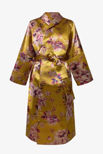 DAWID TOMASZEWSKI Wickelmantel Alexa aus Jacquard - Yellow Flowers - Front