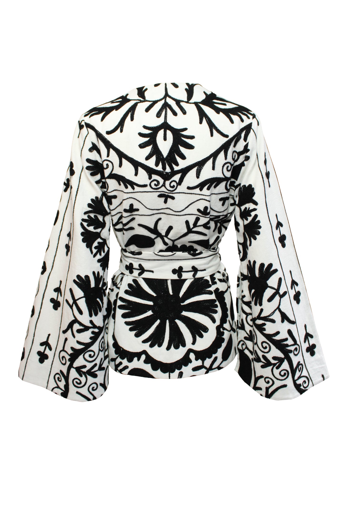 DAWID TOMASZEWSKI Kimono-Jacke Suzani Black & White Back