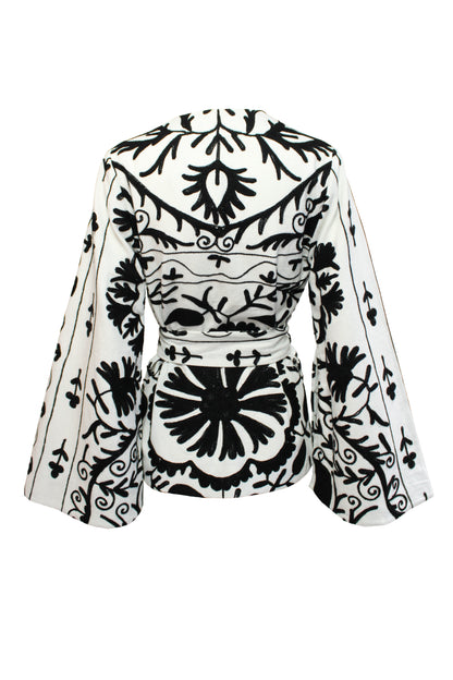 DAWID TOMASZEWSKI Kimono-Jacke Suzani Black & White Back