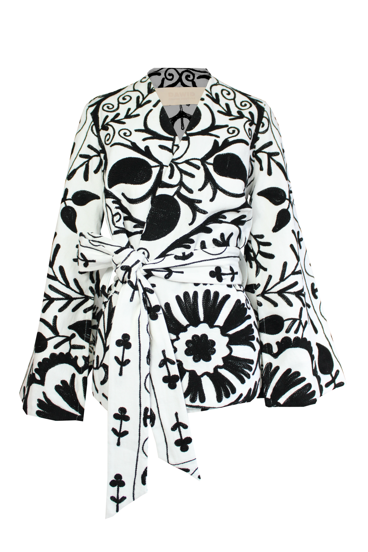 DAWID TOMASZEWSKI Kimono-Jacke Suzani Black & White Front