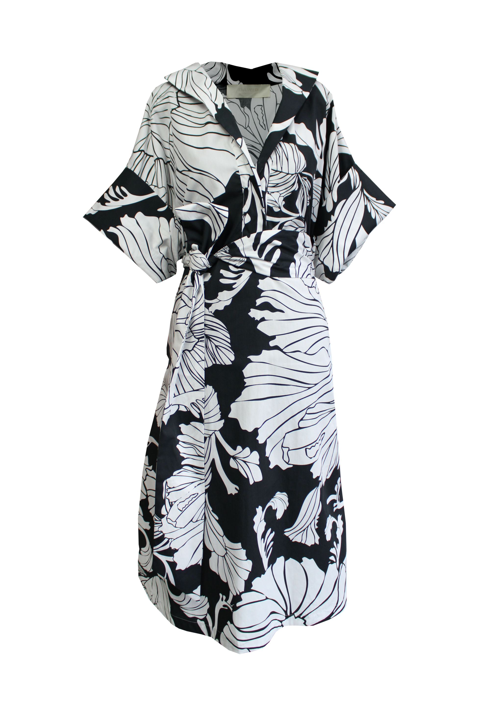 DAWID TOMASZEWSKI Kleid Tunikakleid Ronna Bloom Black & White Front