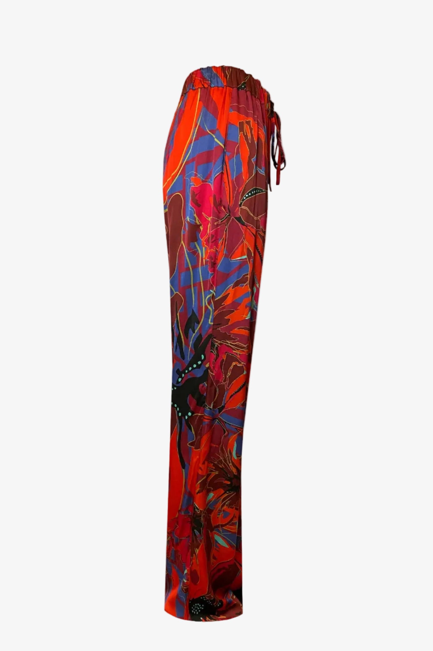 DAWID TOMASZEWSKI Hose Parallel Silk Line Terracotta Flowers Mix Side