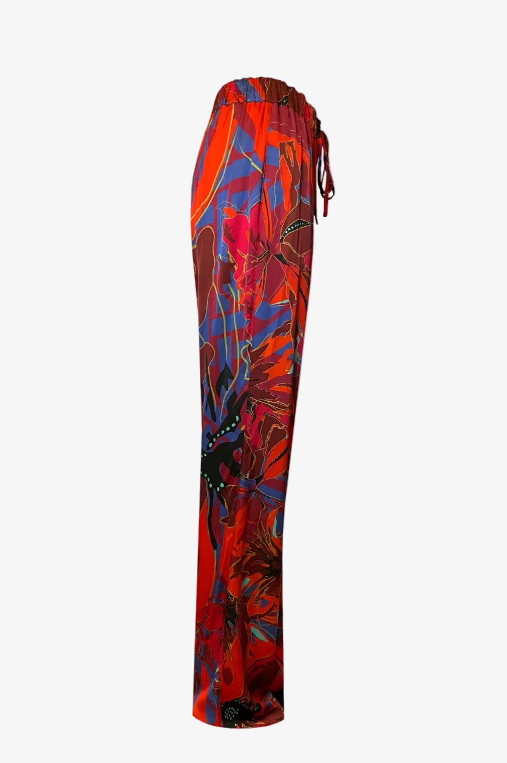 DAWID TOMASZEWSKI Hose Parallel Silk Line Terracotta Flowers Mix Side